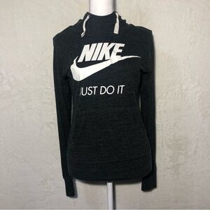 Nike Women’s Dark Gray/Black Logo Just do it. Lightweight Pullover Hoodie Size S